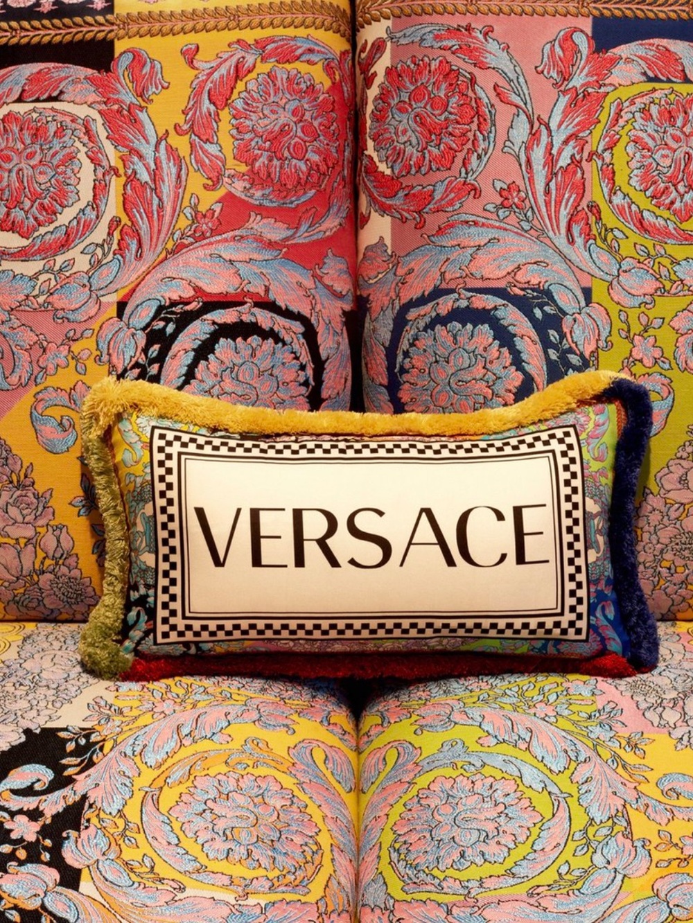 Versace Multicolor Barocco Patchwork Decorative Pillow